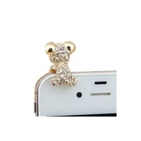 Crystal Dog Puppy Bear 3.5mm Antidust Anti Dust ear cap for iphone 5 HTC Samsung