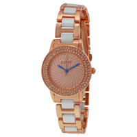 Crystal Glitz Rose Gold-Tone and White Ceramic Ladies Watch