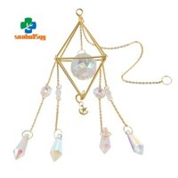 Crystal Sun Catcher, Rainbow Prism, Window Sun Catcher, Celestial Suncatcher mạ vàng, Boho với pha lê