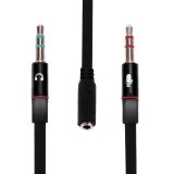 【Crystalawaking】1 Female to 2 3.5mm Male Plug Y Splitter Stereo Mic Audio Adapter Cable (Black) - intl