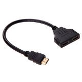 【Crystalawaking】Nam HDMI Gấp Đôi HDMI Adapter Kết Nối Dây 30 cm (Quốc Tế)