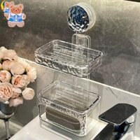[Csf] Cốc Hút Hộp Xà Phòng Treo Tường Giá Thoát Nước Hộ Gia Đình Không Đục Lỗ Bọt Biển Lau Kệ Đôi Lớp Hộp Xà Phòng Cao Cấp
