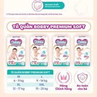(CT quà) Tã quần cao cấp BOBBY PREMIUM SOFT siêu mềm M60/L56/XL52/XXL48 cộng 4 miếng