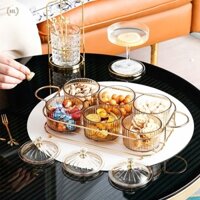 CT5. Bộ Khay 6 Hũ Đựng Mứt Tết Nhựa Màu Trà