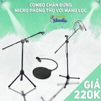 CTY MT combo chân micro đứng phòng thu với màng lọc pop shield cho karaoke gia đình, phòng thu âm, bar,...(BH 12T)