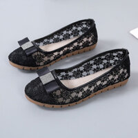 Cũ Bắc Kinh Giày Vải Bò Tendon Đế Đậu Hà Lan Giày Nữ Mùa Hè Rỗng Lưới Giày Mẹ Sandal Đế Mềm Phụ Nữ Mang Thai Thoáng Khí Muỗng Giày