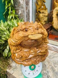 Cụ Cóc Gỗ Mun Đuôi Công - Tượng Gỗ Độc Đáo
