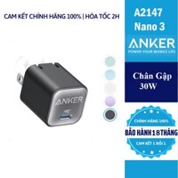 Củ sạc Anker 30W PowerPort Nano 3 Gan Pro 511 Cổng USB-C - A2147 Đen Xanh Tím Trắng