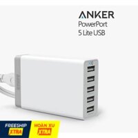 Củ Sạc Anker 5 cổng USB sạc nhanh (Màu Trắng) - Hàng nhập khẩu cao cấp