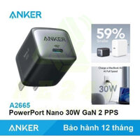 Củ sạc ANKER A2665 PowerPort Nano II 30W GaN Thế hệ 2 PPS - Siêu nhanh Samsung PPS PD 30W