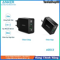 Củ Sạc Anker PowerPort+ 1 cổng USB A 18w Q.C 3.0 - A2013 Sạc Nhanh IQ Thông Minh