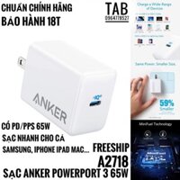 Củ Sạc Anker PowerPort 3 65W IQ 3.0 và PD/PPS - A2718 (Bảo Hành 18T)