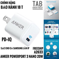 Củ Sạc Anker PowerPort 3 Nano 20W IQ3 - A2149 (Bảo Hành 18T)chính hãng