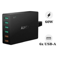 Củ sạc Aukey 6 cổng 60W PA-T11 2 cổng sạc nhanh QC 3.0