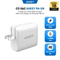 Củ sạc Aukey PA-D9 3 cổng sạc nhanh 65W nhỏ gọn dành cho Laptop và Macbook tiện lợi