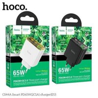 Củ sạc, Bộ Sạc Nhanh 65W Hoco CS44 PD65W + QC3.0 Với 2 Cổng Type-C Và 1 Cổng USB , Bộ Sạc Nhanh Chân Tròn Phụ Kiện
