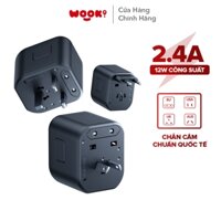 Củ sạc đa quốc gia VIVAN VPS-T002A/ VPS-T001A Đen - 2.4A công suất 12W, 2 cổng USB sạc ra - Hàng chính hãng