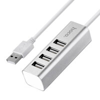 Củ Sạc Điện Thoại Hoco HB1 4 Cổng USB  Tặng Kèm 1 Cáp Sạc IPhone - Hàng Chính Hãng - Trắng