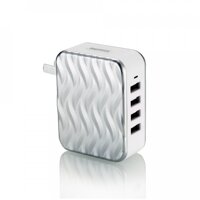 Củ  Sạc Điện Thoại REMAX RP-U41  4  Cổng USB  Tặng Kèm  Cáp Sạc IPhone - Hàng Chính Hãng - Bạc