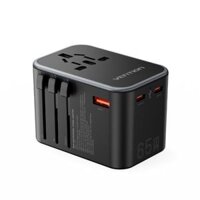 Củ sạc du lịch đa năng 3-Port Vention GaN Universal Travel Adapter 65W (Type Cx3 + A)