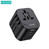 Củ sạc du lịch đa năng USAMS US-CC173 T55 12W Dual USB Universal Travel Charger (US/AU/EU/UK) black ( CC173TC01 )