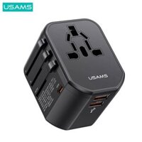 Củ sạc du lịch đa năng USAMS US-CC179 T59 20W Dual USB+Type-C Universal Travel Charger (US/AU/UK/EU) black (CC179TC01)