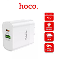 Củ Sạc HoCo C80/C80A Chân Dẹt/Chân Tròn Tiêu Chuẩn UK, Đầu Ra 2 Cổng Sạc USB Và Type C, Chíp IC, Nhựa ABS Chống Cháy.