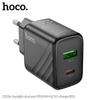 Củ sạc Hoco CS23A, sạc nhanh tối đa 30W, 2 cổng sạc Type C + USB, chân cắm tròn