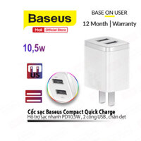 Củ Sạc Nhanh 10.5W Baseus Compact Charger 2 cổng USB , chất liệu chống cháy cao cấp