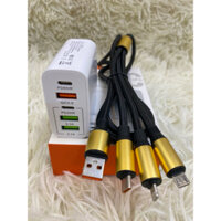 Củ Sạc Nhanh 120W 5 Cổng Cắm + 1 Dây Cáp Sạc Nhanh 3 đầu cắm
