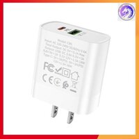 Củ Sạc Nhanh 18W 2 Cổng (USB+ Type-C) Hoco C80 - Hỗ Trợ Sạc Nhanh QC 3.0 - Hàng Chính Hãng - BH 12 Tháng