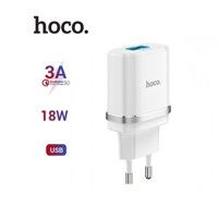 Củ sạc nhanh 18W Hoco C12Q chuôi tròn 1 cổng USB đèn Led chất liệu PC chống cháy hỗ trợ QC3.0