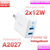 Củ sạc nhanh 2 cổng 24W Anker PowerPort A2023 A2027 A2040 A2025 PowerIQ Tuấn Hà Store