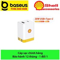 Củ sạc nhanh 2 cổng, Củ Sạc 30W Shell Fast Travel Charger 2 cổng Type C+USB - PD3.0, QC3.0, chân gập