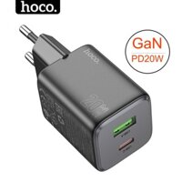 Củ sạc nhanh 20W công nghệ gan Hoco cốc sạc 2 cổng usb type c hỗ trợ pd20w chống cháy nổ cho smartphone