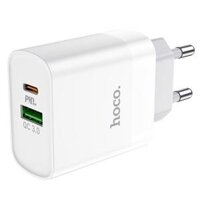 Củ Sạc Nhanh 20W PD &amp; QC3.0 2 Cổng Hoco C80C80A - Cốc Sạc Siêu Nhanh Cho iPhone, Samsung, Xiaomi,... - Hàng Chính Hãng - C80A CHÂN TRÒN