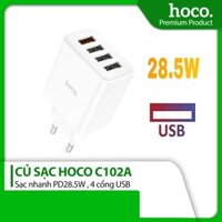 Củ sạc nhanh 28.5W Hoco C102A chân tròn 4 cổng USB hỗ trợ QC.3.0