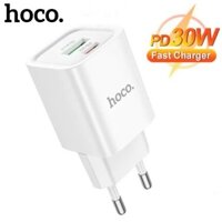 Củ sạc nhanh 30w 2 cổng typec và usb hoco cục sạc 2 đầu ra PD30W+QC3.0 dùng cho 15 16 ...
