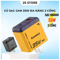 Củ Sạc Nhanh 35W 2 cổng Công Nghệ GAN Chống Quá Tải Nhiệt Cho Máy iP Samsung Xiaomi Oppo