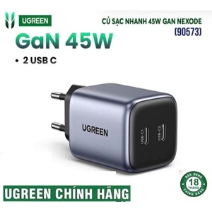 Củ sạc nhanh 36W 2 cổng hỗ trợ Quick Charge 3.0 Ugreen 40583