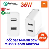 Củ sạc nhanh 36W 2 USB XIAOMI AD07ZM