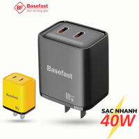 Củ sạc nhanh 40W Basefast cục sạc 2 cổng Type c chống quá tải nhiệt cho Samsung Xiaomi Oppo