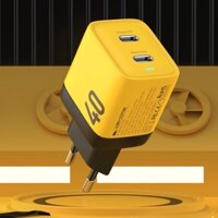 Củ Sạc Nhanh 40W WEKOME GaN WP-U128 Siêu Nhỏ Gọn Chân Chuẩn EU, Hỗ Trợ Sạc Nhanh PD 20W Cho 2 Thiết Bị Cùng Lúc