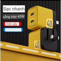 Củ sạc nhanh 40W WEKOME U128 2 cổng Type C sạc cùng lúc 2 thiết bị Siêu nhỏ gọn