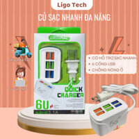 Củ Sạc Nhanh 6 Cổng USB Đa Năng, Sạc Rất Nhanh Chống Nóng, Cháy Nổ