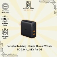 Củ sạc nhanh 63W AUKEY PA-D5, PA-B3 63W Bộ sạc laptop PD 3.0 QC cho Máy tính xách tay i.Ph, i.Pad Android