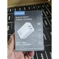 Củ Sạc Nhanh 65W GaN - 2 cổng C - hãng Jinsdar Dual USB C