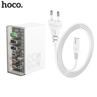 Củ sạc nhanh 65w Hoco N36 có 3 cổng USB, 3 cổng Type C, dây cắm điện trực tiếp 220v