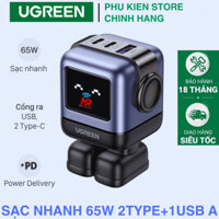 Củ sạc nhanh 65W Ugreen Sạc siêu tốc có 2 cổng Type C 1 Usb A Bảo hành 18 Tháng