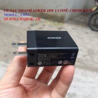 Củ Sạc Nhanh Anker 1 Cổng 18w, Quick Charge 3.0 (có PowerIQ) - [PowerPort+ 1] - A2013, Nobox, Chính Hãng Anker